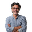 © olegganko - A man, smiling, wearing glasses, with arms crossed, isolated on white