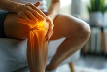 Man Suffering From Knee Pain At Home, Closeup