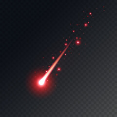 Wall Mural - comet shooting effect and glowing asteroids, stars at night sky. red falling meteorites isolated on 