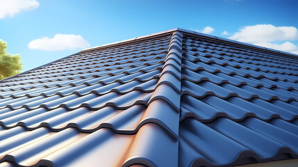 Close-up of roof of house with blue sky