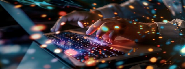 Programming. Writing codes. Working on laptop. Working online. IT work. Online job.