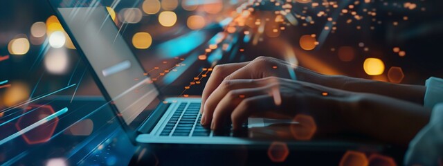 Programming. Writing codes. Working on laptop. Working online. IT work. Online job.