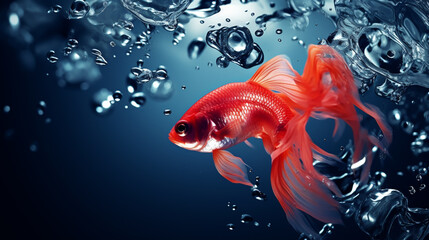 Wall Mural - A red beautiful betta fish from an Aquarium with nature light