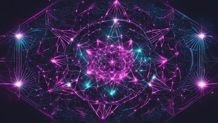 Wall Mural - abstract  background a purple and blue  sacred geometry 