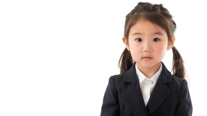 Wall Mural - asian girl dressed up as a manager / businesswoman isolated on white background