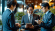 オフィスでデジタルタブレットを使用する日本のビジネスマンGenerativeAI