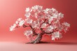 Paper craft tree with colorful flowers in bloom
