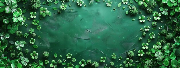 Wall Mural - Patrick's Day celebration. festive green theme design clover. template, greeting card.