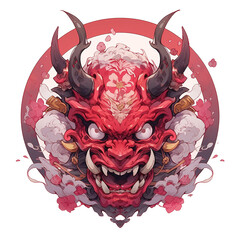 Wall Mural - Japanese Hannya Demon Mask for T-Shirt Design with PNG Image Vector Illustration