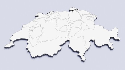 Switzerland, country, state division, region, 3D map