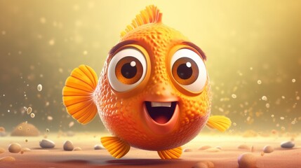 Wall Mural - A cute cartoon dhal magur fish character Ai Generative