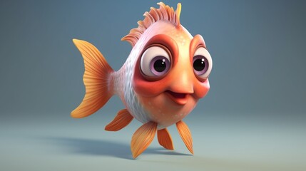 Wall Mural - A cute cartoon gurjali fish character Ai Generative