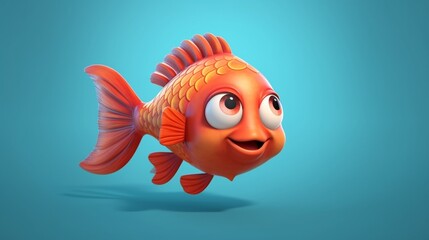 Wall Mural - A cute cartoon gurjali fish character Ai Generative