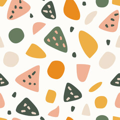 Poster - seamless patern irregular forrms. geometric randown doodles forms pattern. seamless pattern with vegetables