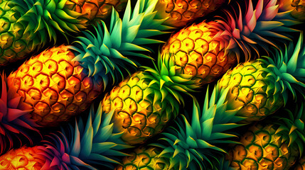 Pineapple background, fresh fruit pattern