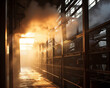 The gentle flow of steam escaping from a factory vent