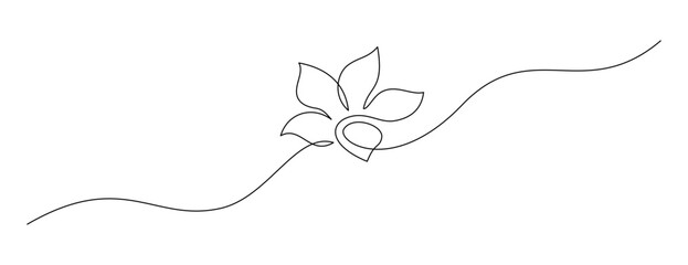 Aufkleber - One continuous line drawing of Plumeria flower. Frangipani blossom with petals for floral tattoo in simple linear style. Plant jasmine for wedding in Editable stroke. Doodle vector illustration