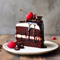 Wall Mural - A tasty chocolate cake with cherry