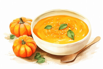 Creamy Pumpkin Vegetable Soup on a Rustic Wooden Table