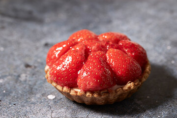 Canvas Print - Fresh strawberry tart, homemade dessert