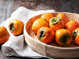 Sticker - Persimmons on a wooden plate