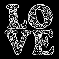 Love doodle hand lettering typography illustration vector