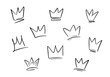 Collection of Crown doodle hand drawing outline