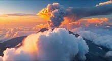 Volcano Emitting Smoke Footage
