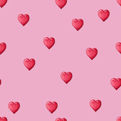 Wall Mural - Seamless pattern heart on pink background in cartoon style