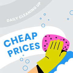 Poster - Daily cleaning up, cheap prices promo banners