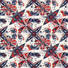 Wall Mural - traditional ethnic red seamless pattern for decorating carpets, fabrics and textiles on white backgr