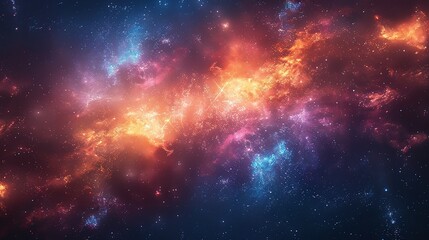 Poster - Beautiful fantasy starry night sky, blue and purple colorful, galaxy and aurora 4k wallpaper