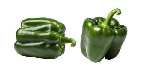 Wall Mural - green bell peppers isolated on transparent background