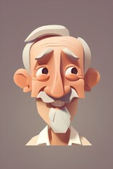 Wall Mural - Portrait of an old man with a mustache. Vector illustration.