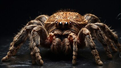 An extremely detailed tarantula with its hairs meticul