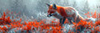 3D render robotic fox infrared vision.,
the fox intimidating, digital illustration,
