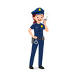 © Colorfuel Studio - police woman holding radio phone and talk