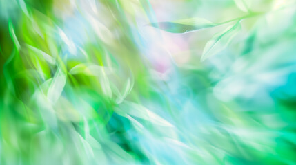 Sticker - Abstract soft-focus background of lush greenery with light bokeh, suitable for springtime themes or environmental concepts