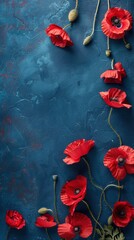 Wall Mural - Banner with red poppy flower field, symbol for remembrance, memorial, anzac day