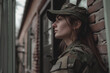 female soldier bokeh style background