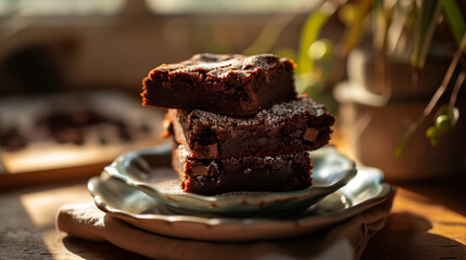 Wall Mural - Stack of Brownies on a Plate