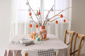 Wall Mural - Festive Easter table setting in light dining room