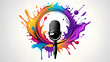 Microphone Logo With Colorful Splash