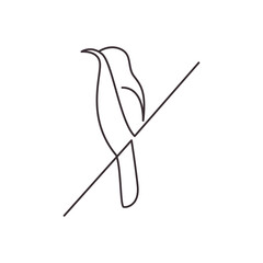 Poster - bird branch line icon logo vector