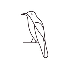 Poster - bird branch line icon logo vector