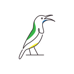 Sticker -  bird long beak line art icon logo vector