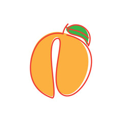 Poster - apricot fresh line icon logo vector