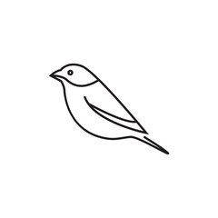 Poster - little bird perched branch lines art icon logo vector