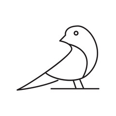 Sticker - little bird perched branch lines art icon logo vector