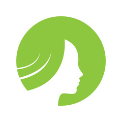 Poster - beauty women hair circle minimalist care logo design